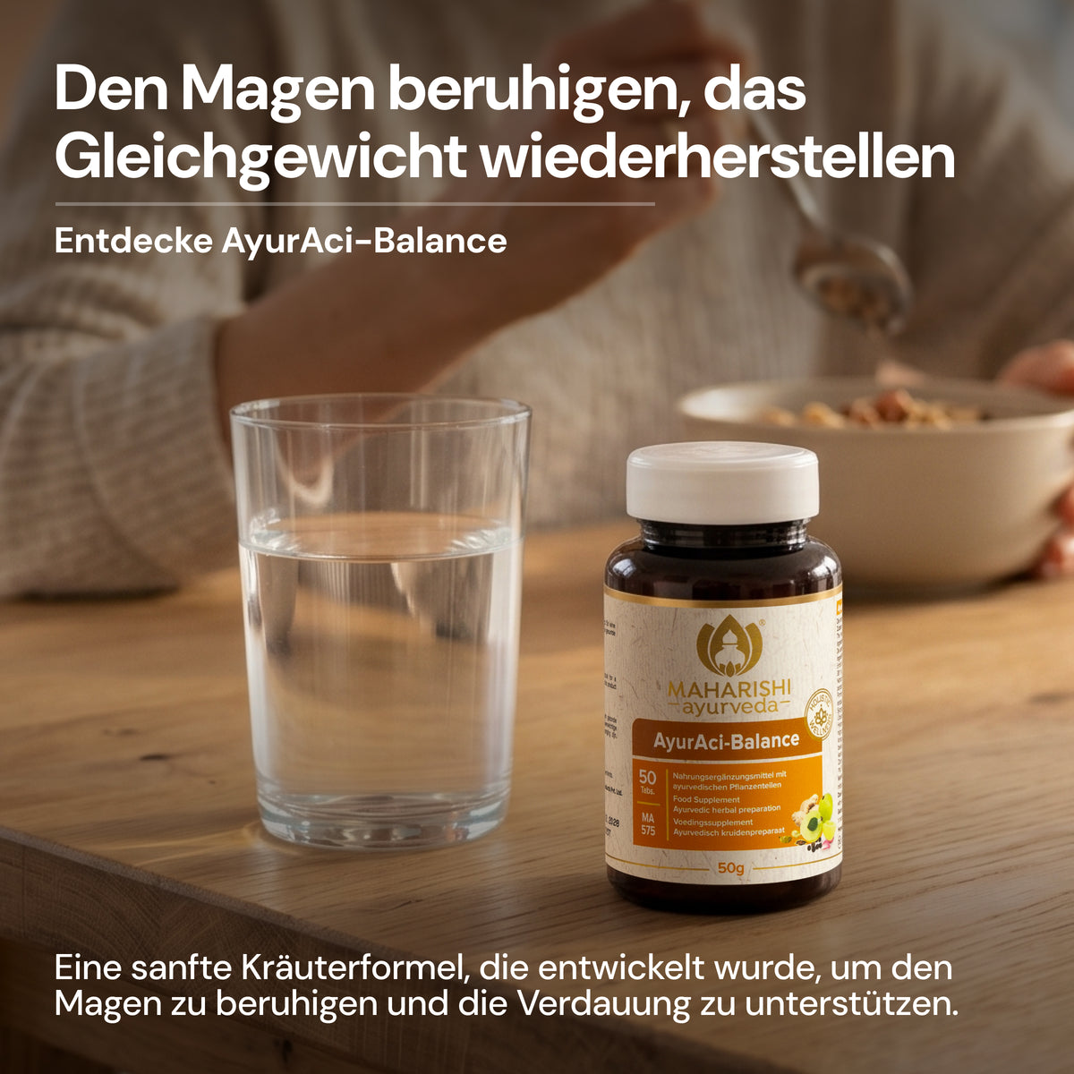 Ayurvedisches Produkt in Produktaufnahme
