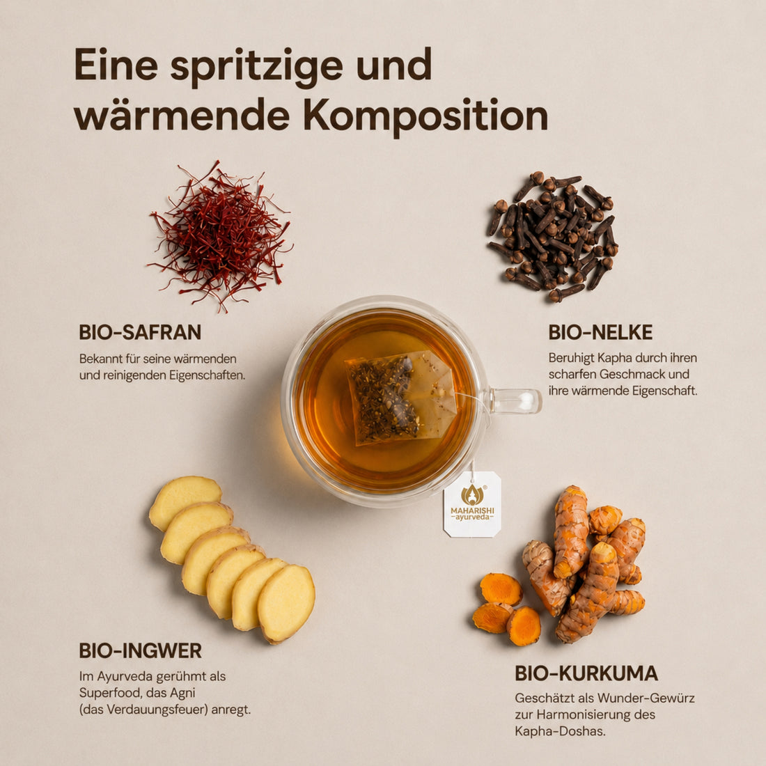 Kapha Soothe Tea mit ausgewählten Bio-Kräutern und Gewürzen