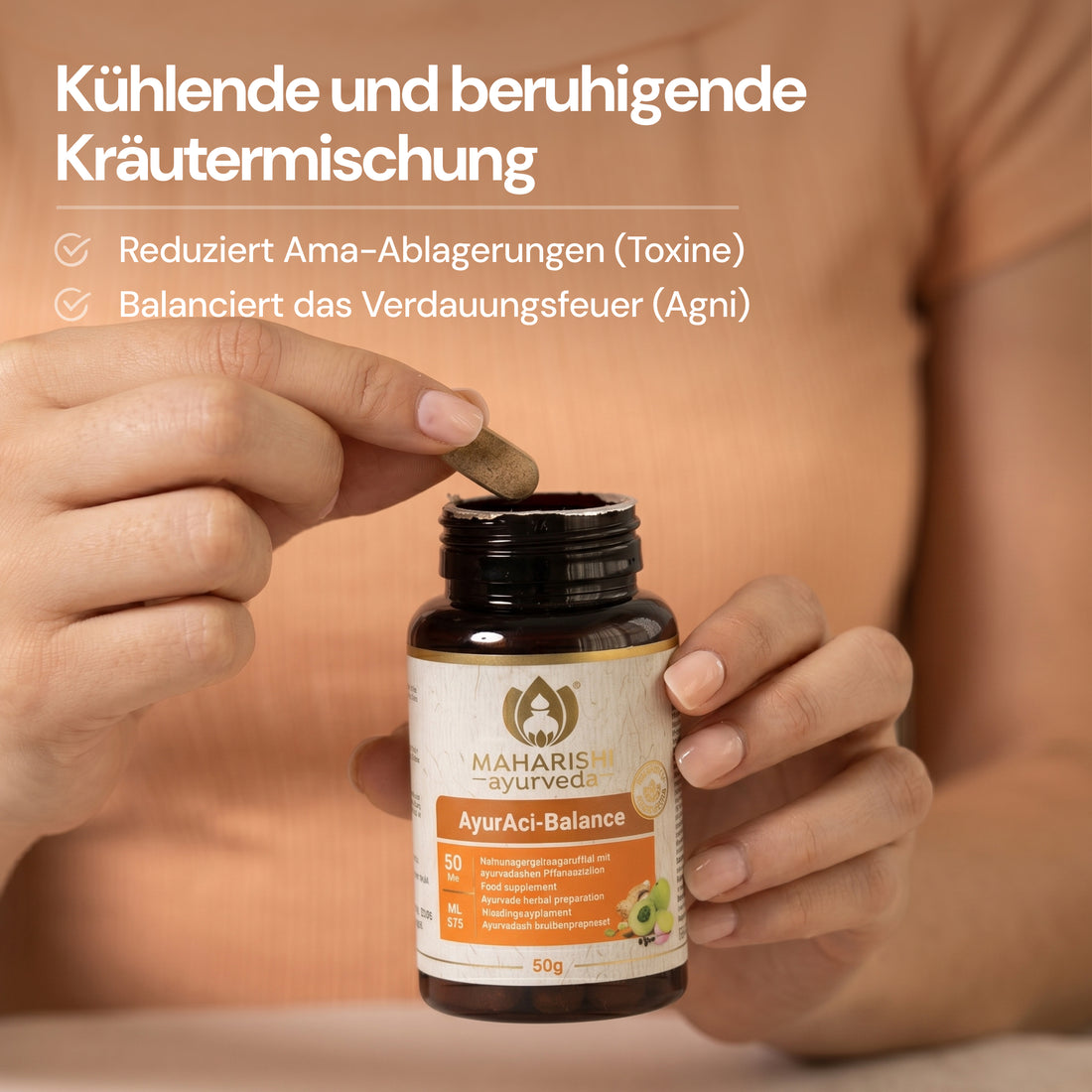 Ayurveda-Produkt in Produktaufnahme