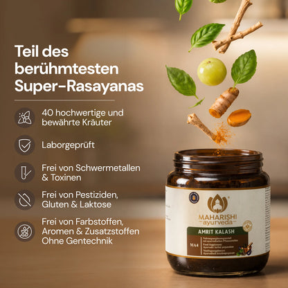 Amrit Kalash MA 4 mit Kräutern und Zutaten der ayurvedischen Rasayana-Rezeptur
