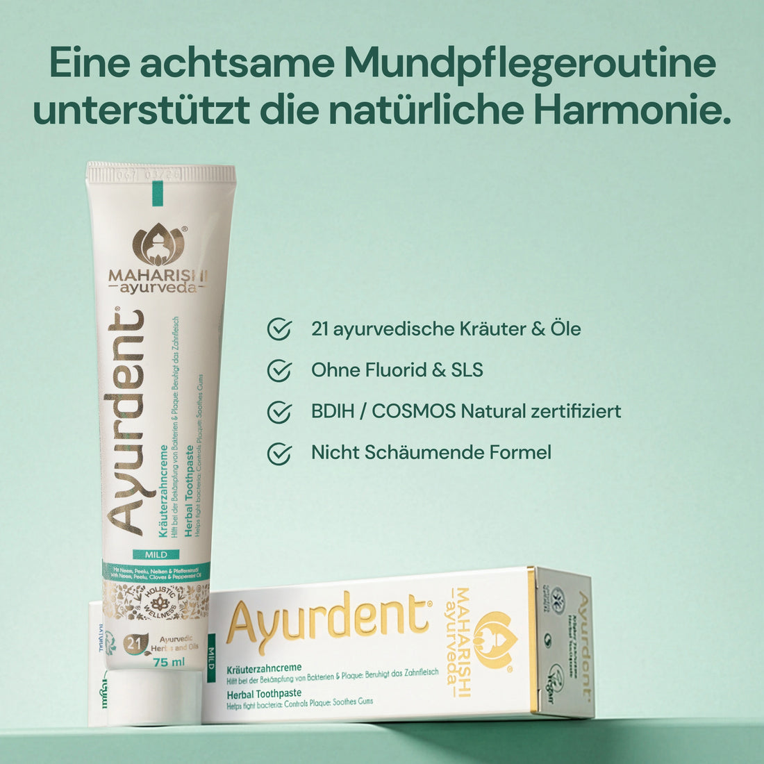 Ayurdent Mild Zahnpasta mit 21 ayurvedischen Kräutern und Ölen