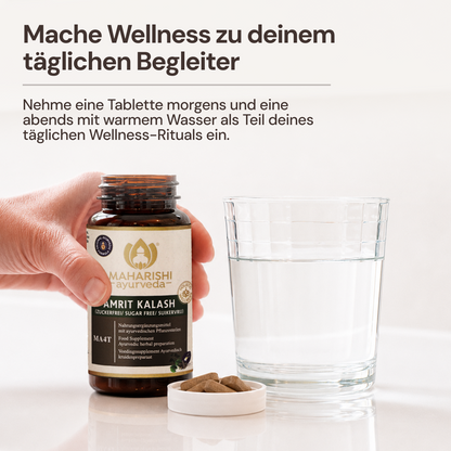 Amrit Kalash MA4T mit Wasser und Tabletten