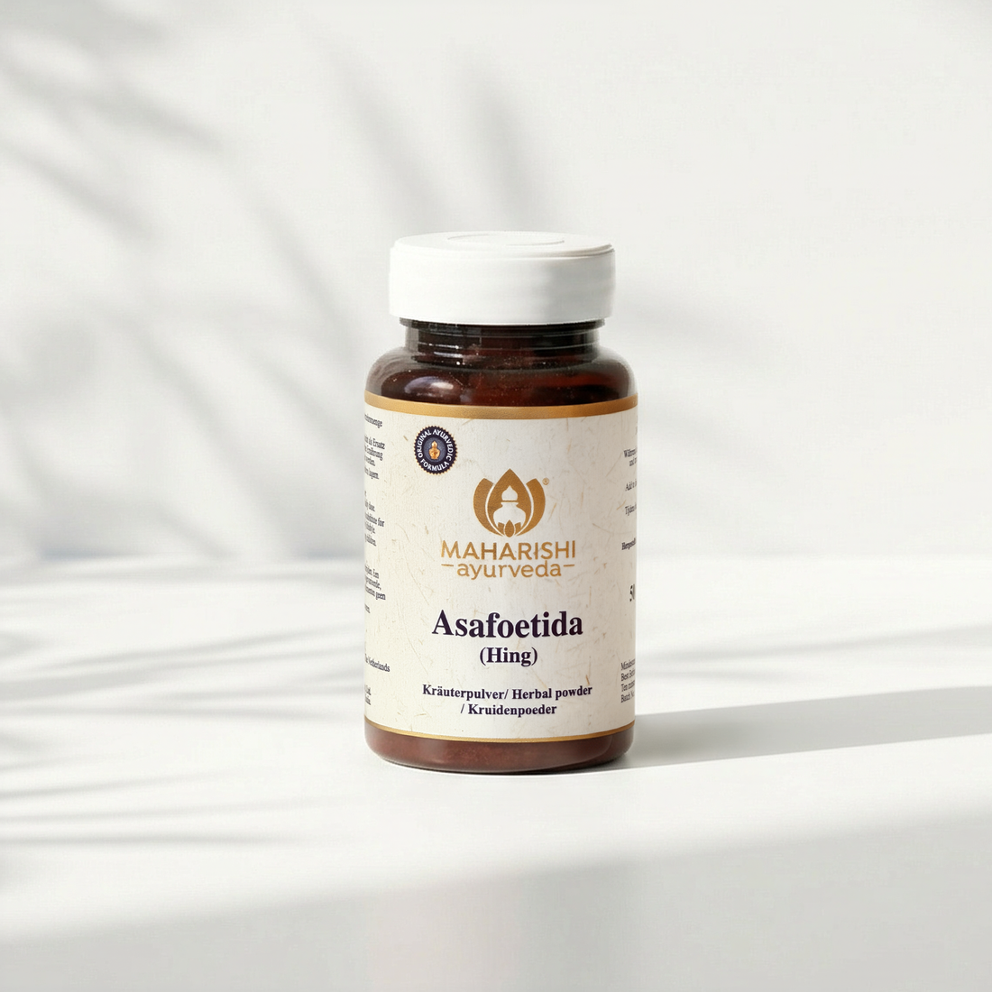 Asafoetida Hing Kräuterpulver im Maharishi Ayurveda Glas